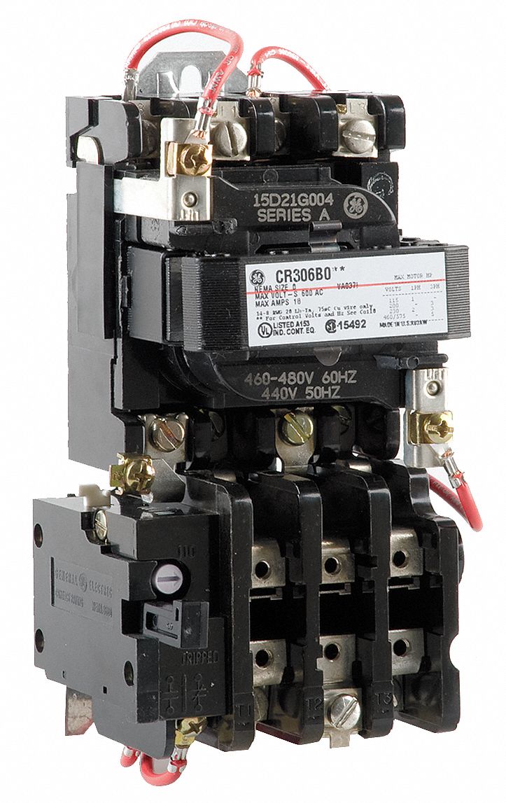 GE Motor Starter, 480V AC Coil Volts, NEMA Size 0, Starter