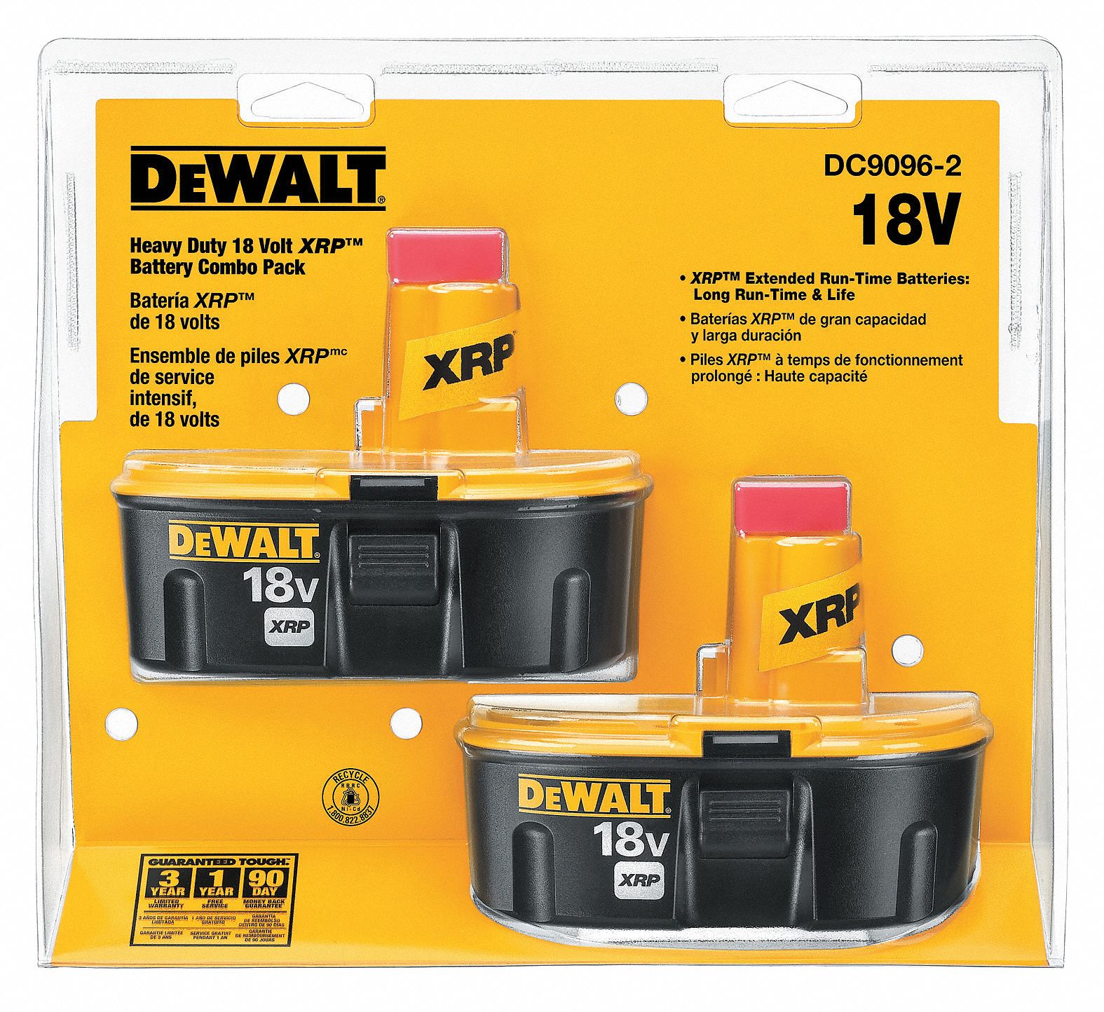 DEWALT Battery DEWALT®, 18V XRP, NiCd, 2 Batteries Included, 2.2 Ah