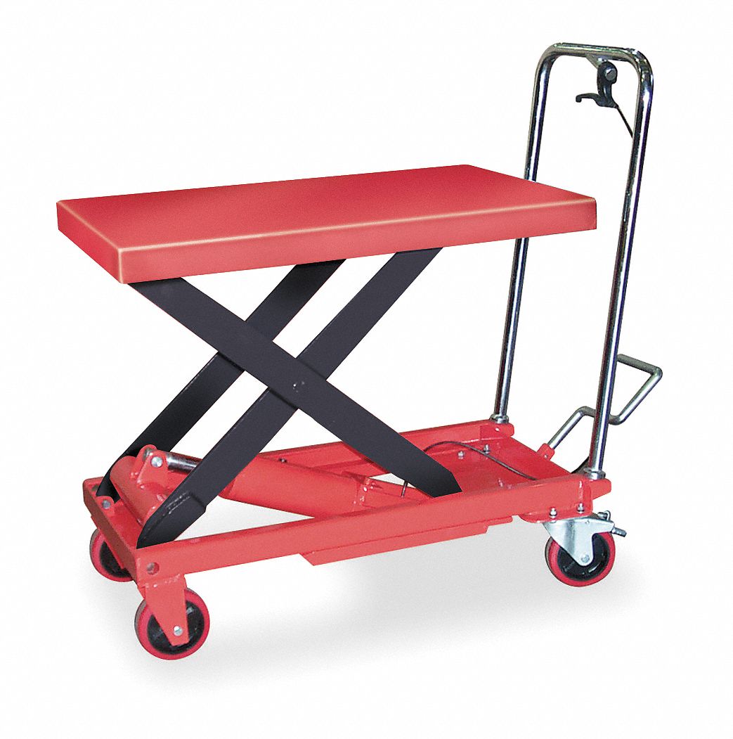 DAYTON, 1,000 lb Load Capacity, 32 in x 19 1/2 in Platform, Manual Mobile ScissorLift Table