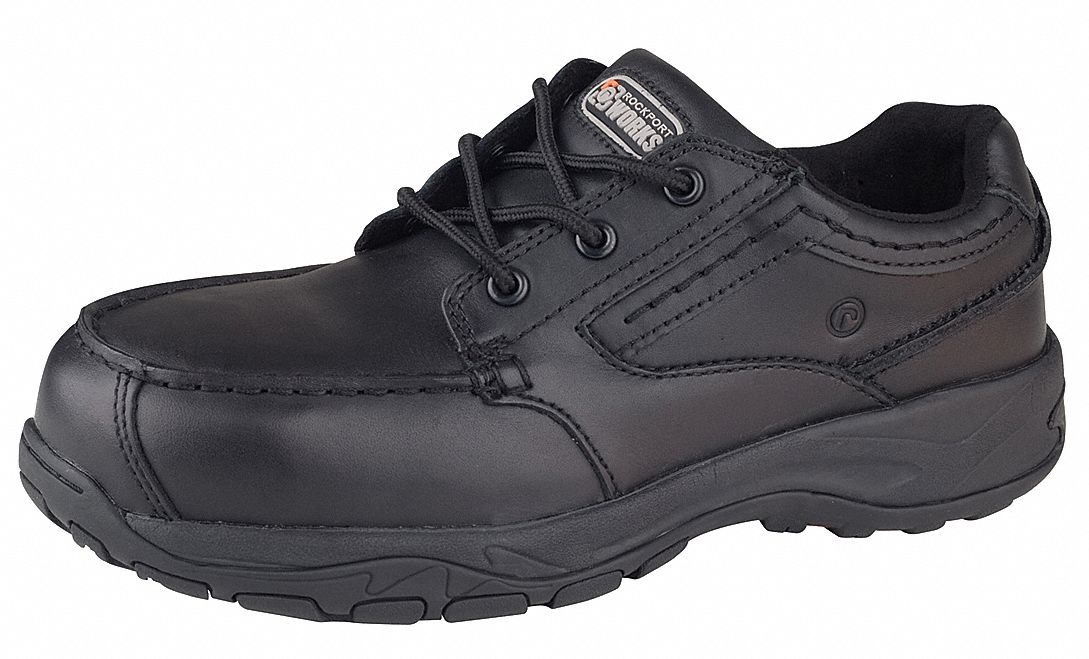 ROCKPORT WORKS 4" Height Men's Work Shoes, Composite Toe Type, Black