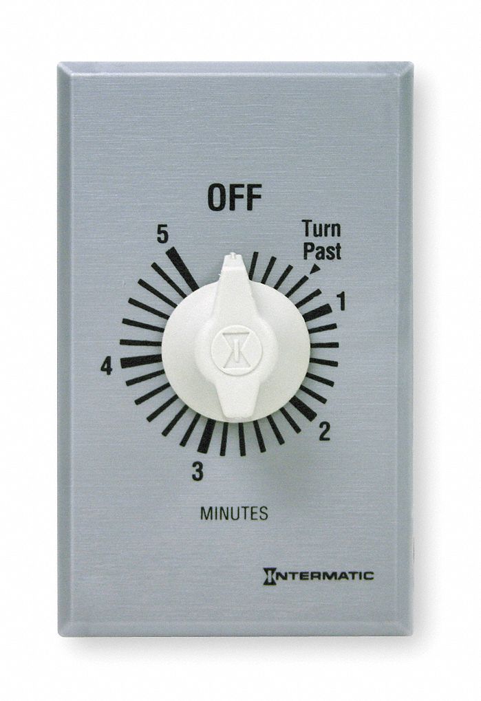 INTERMATIC SpringWound Timer, Silver, Timing Range 0 to 5 min, 20 Max