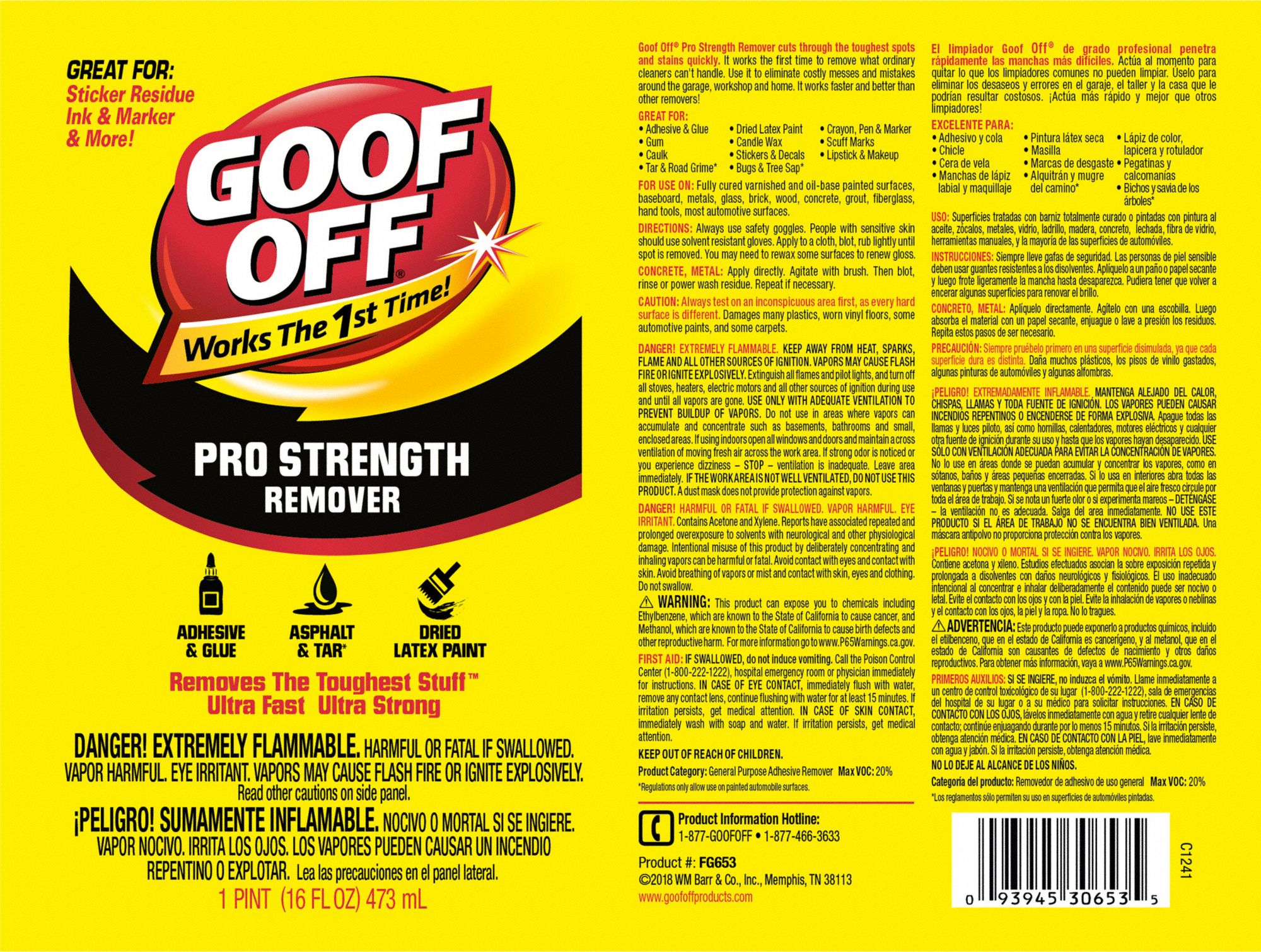 GOOF OFF Adhesive Remover NonAerosol Can, 16 oz Container Size, Ready