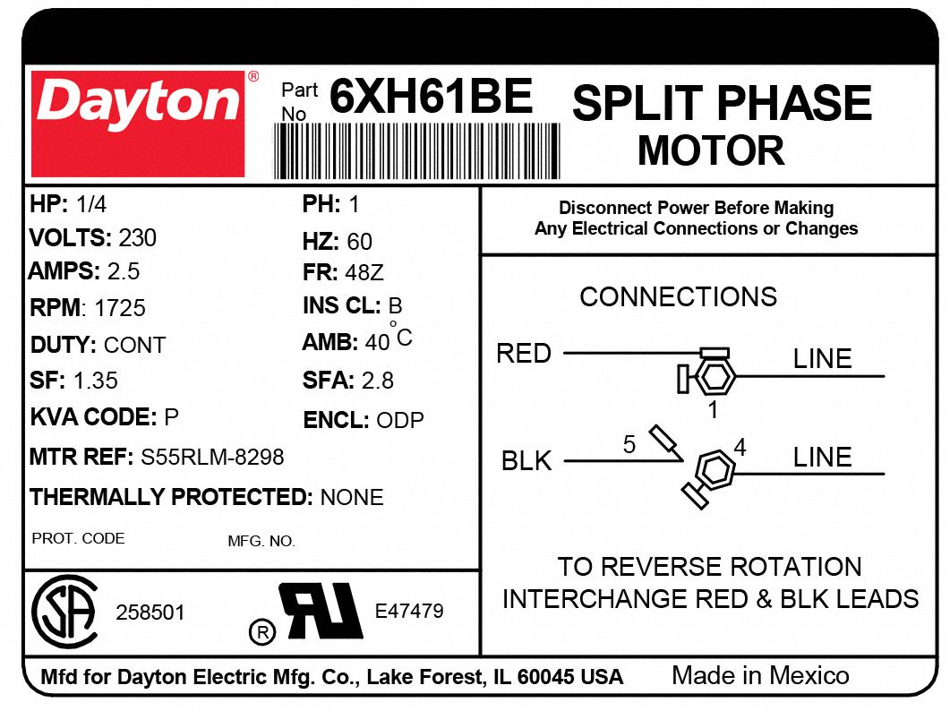 DAYTON General Purpose Motor: Open Dripproof, Cradle Base Mount, 1/4 HP