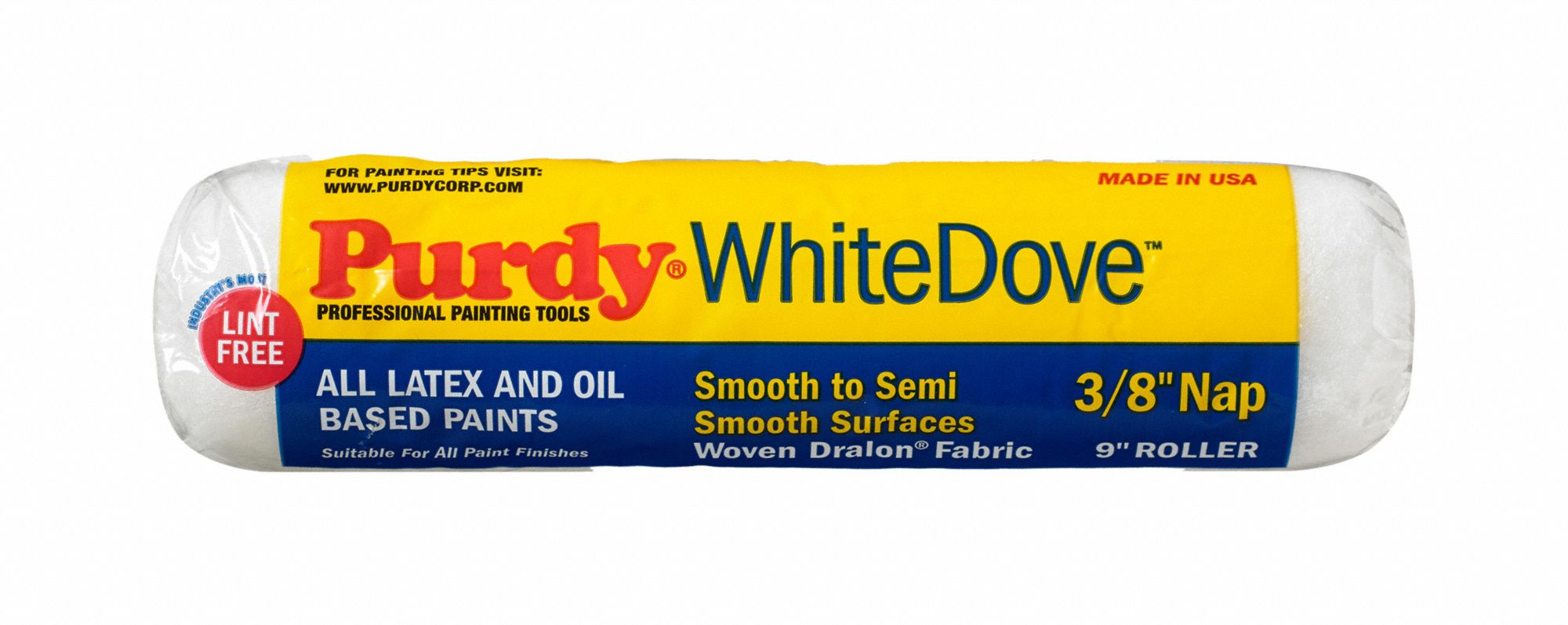 PURDY Paint Roller Cover 9 in Lg, 3/8 in Nap Size, Dralon Fabric