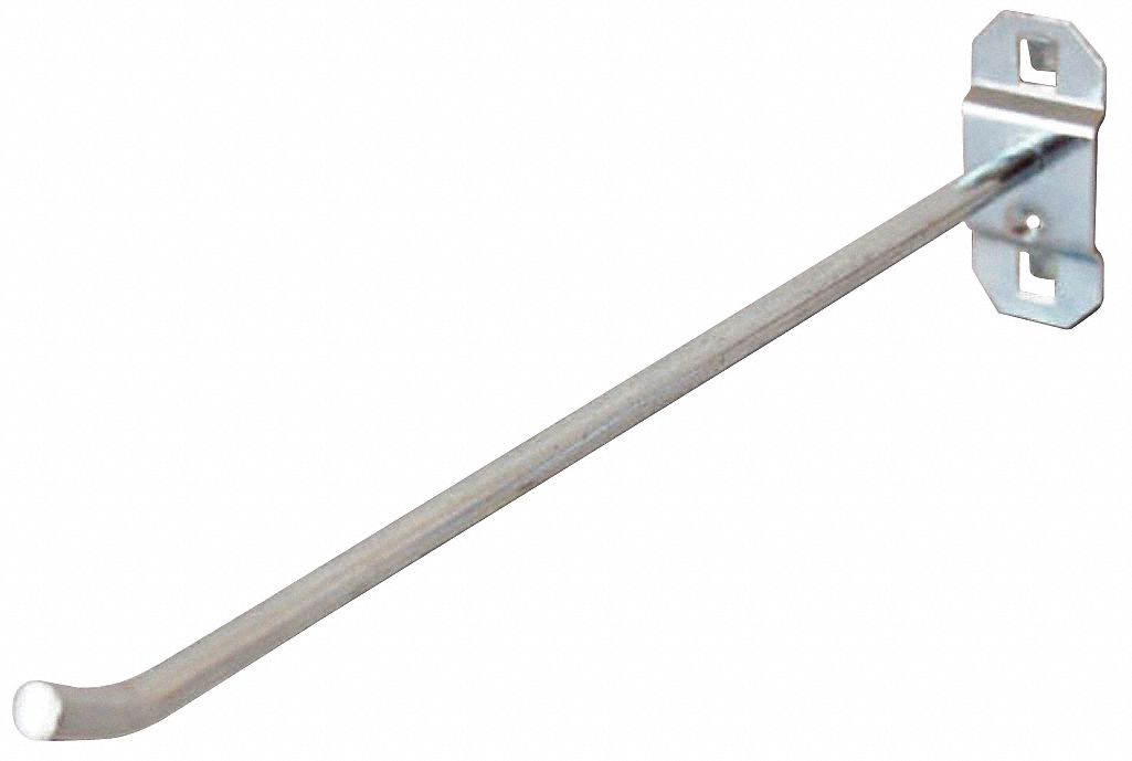 GRAINGER APPROVED Steel Single Rod Pegboard Hook, Screw In Mounting