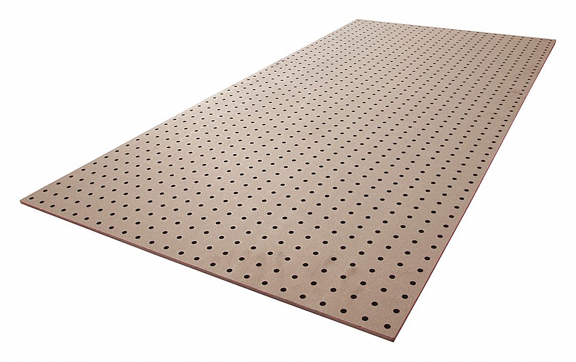 GRAINGER APPROVED Hardwood Pegboard Panel with 275 lb Load Capacity, 24