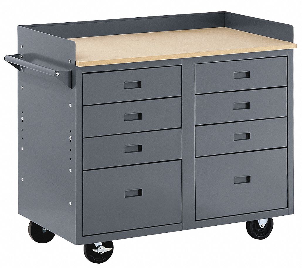 Mobile Workbench, Hardboard, 24 in Depth, 37 in Height, 42 in