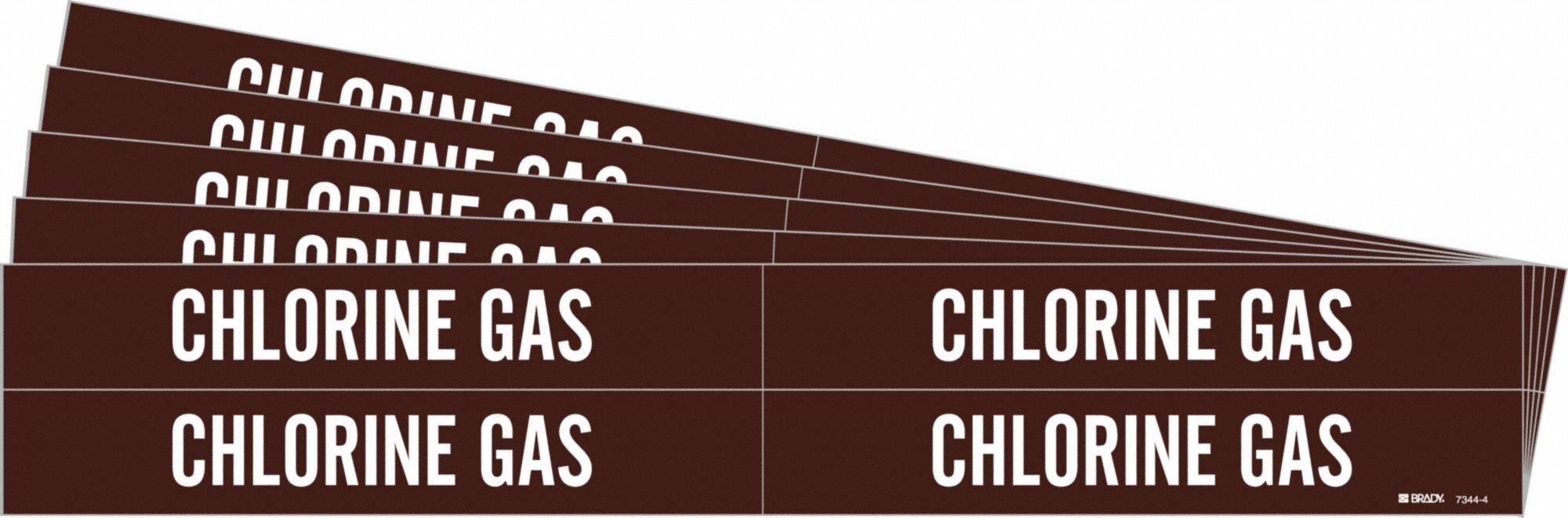 Chlorine Gas, Brown, Pipe Marker 781WZ273444PK Grainger