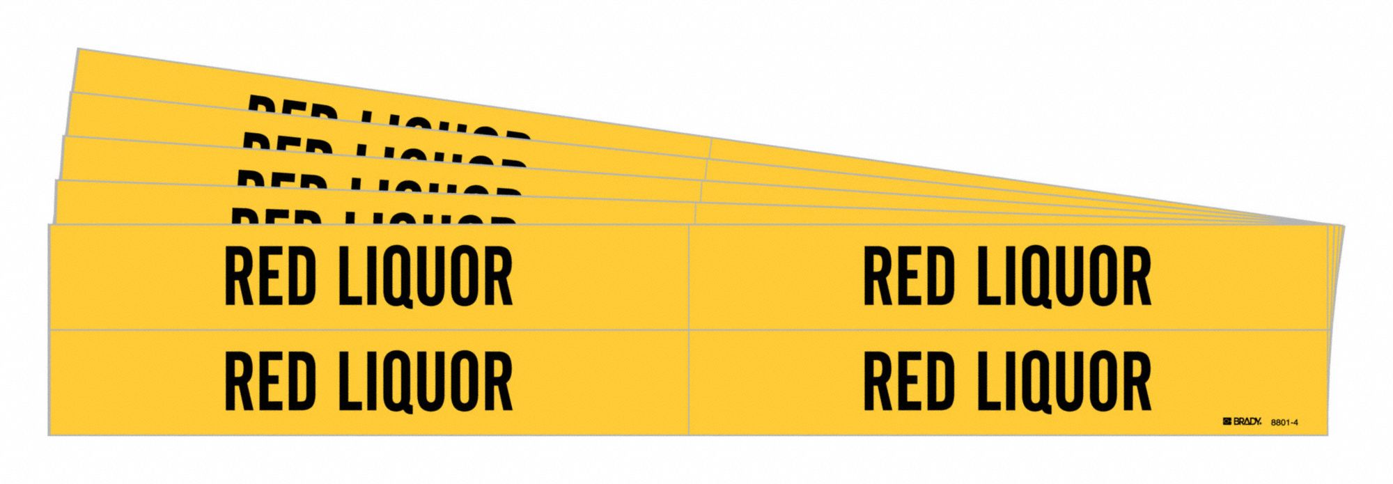 Red Liquor, Yellow, Pipe Marker 781Y8288014PK Grainger