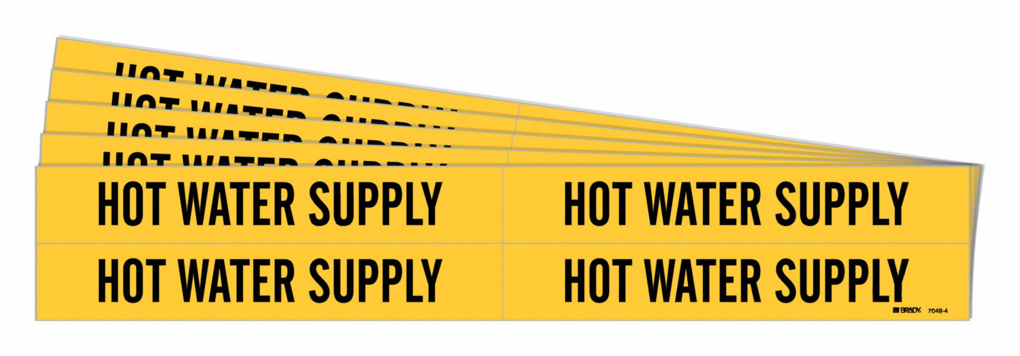 Hot Water Supply, Yellow, Pipe Marker 781ZK271494PK Grainger