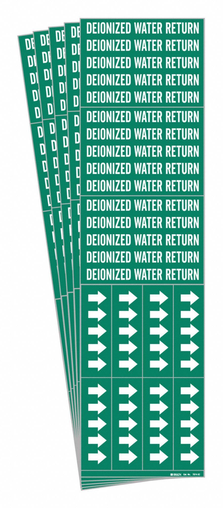 Deionized Water Return, Green, Pipe Marker 781ZM970743CPK Grainger