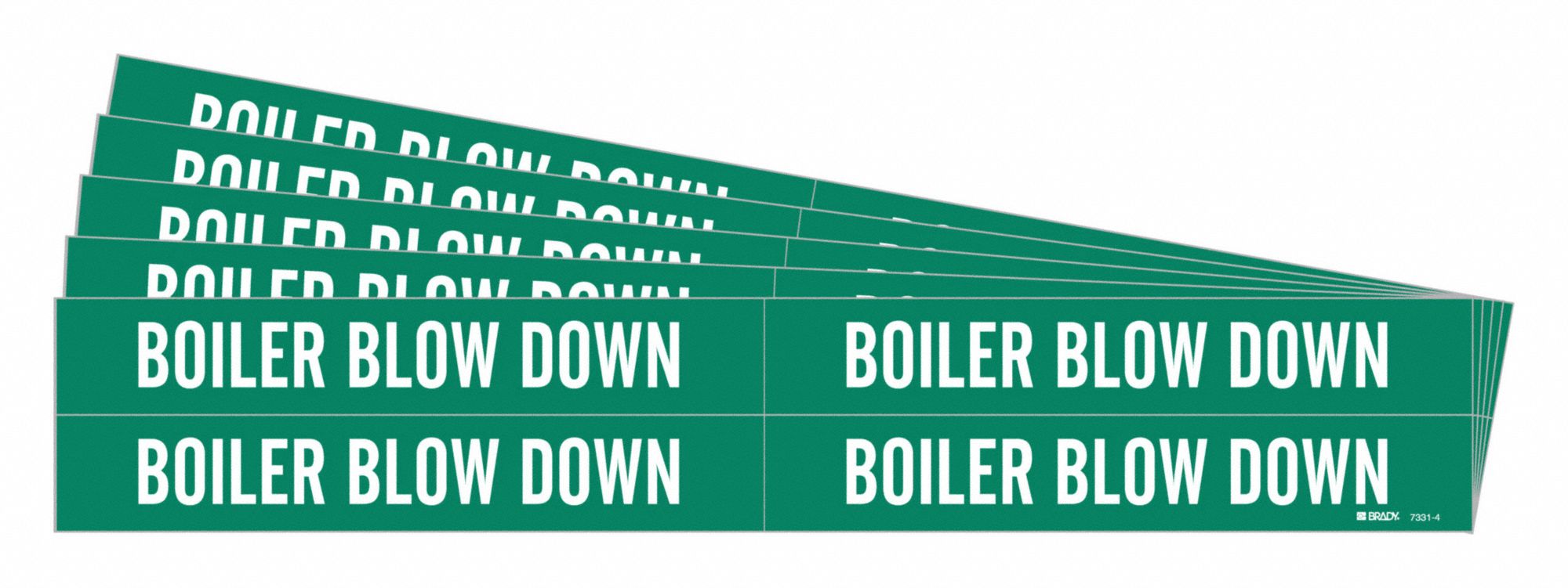 Boiler Blow Down, Green, Pipe Marker 782A0273314PK Grainger