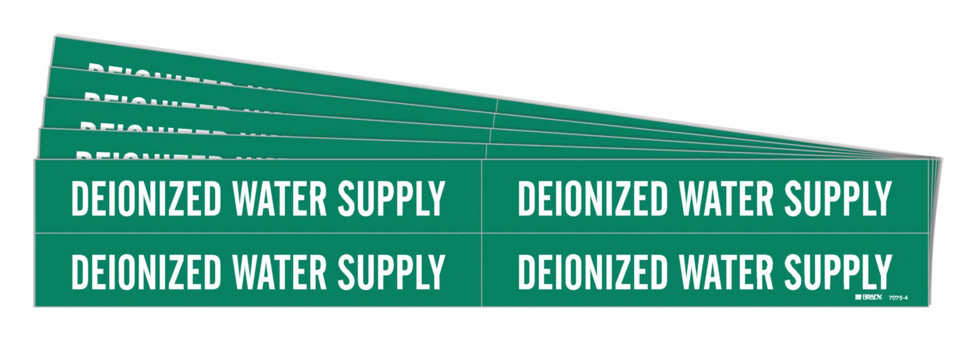Deionized Water Supply, Green, Pipe Marker 782AE170754PK Grainger