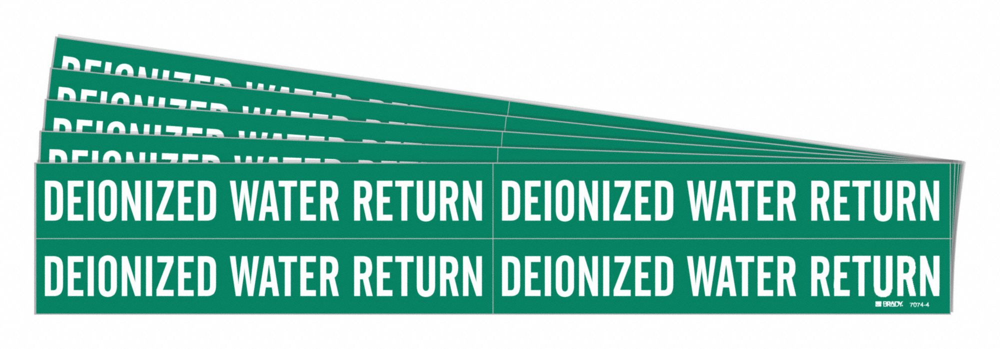 Deionized Water Return, Green, Pipe Marker 782AE270744PK Grainger