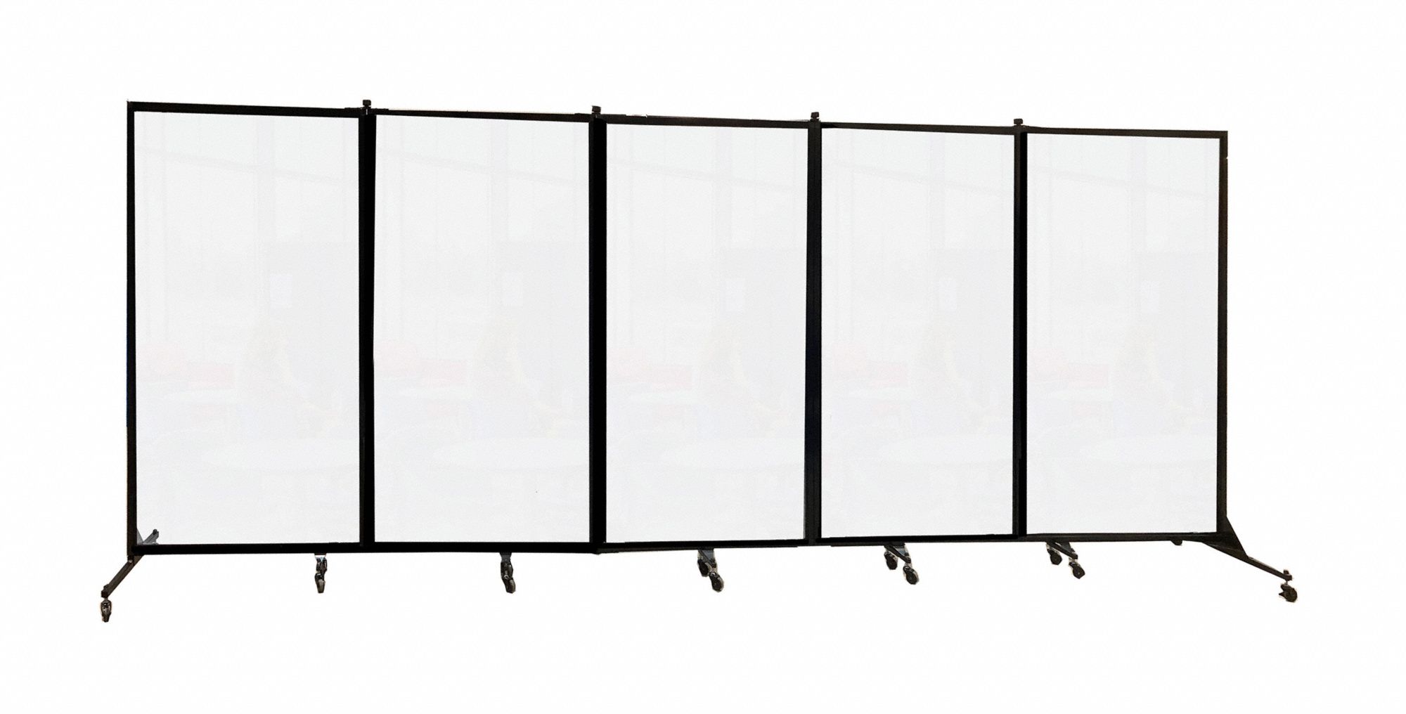 SCREENFLEX, 5 Panels, 6 ft 2 in, PanelClear Room Divider 782KN6CRD5