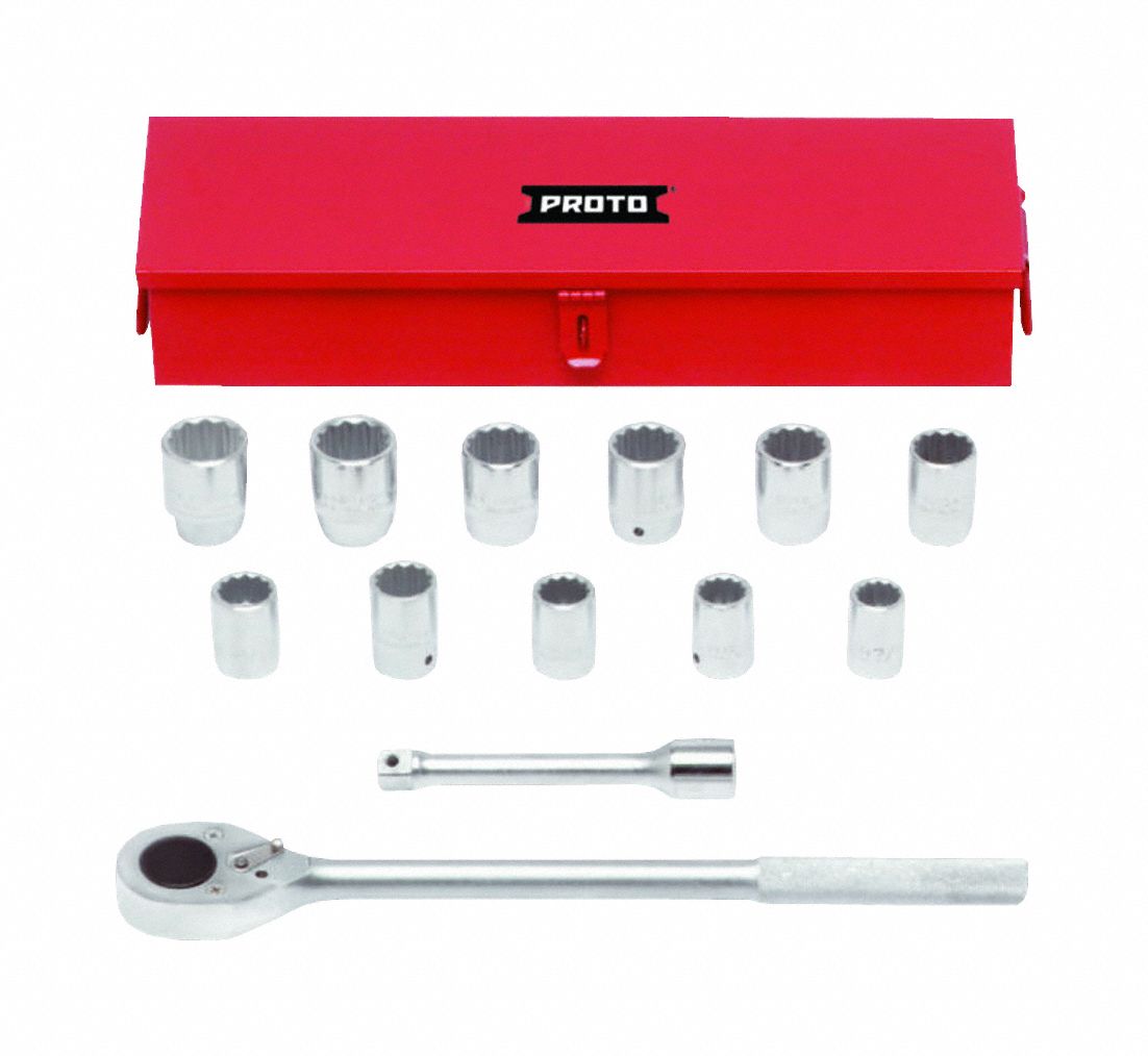 PROTO, 3/4 in Drive Size, 13 Pieces, Socket Wrench Set 783A58J55100A