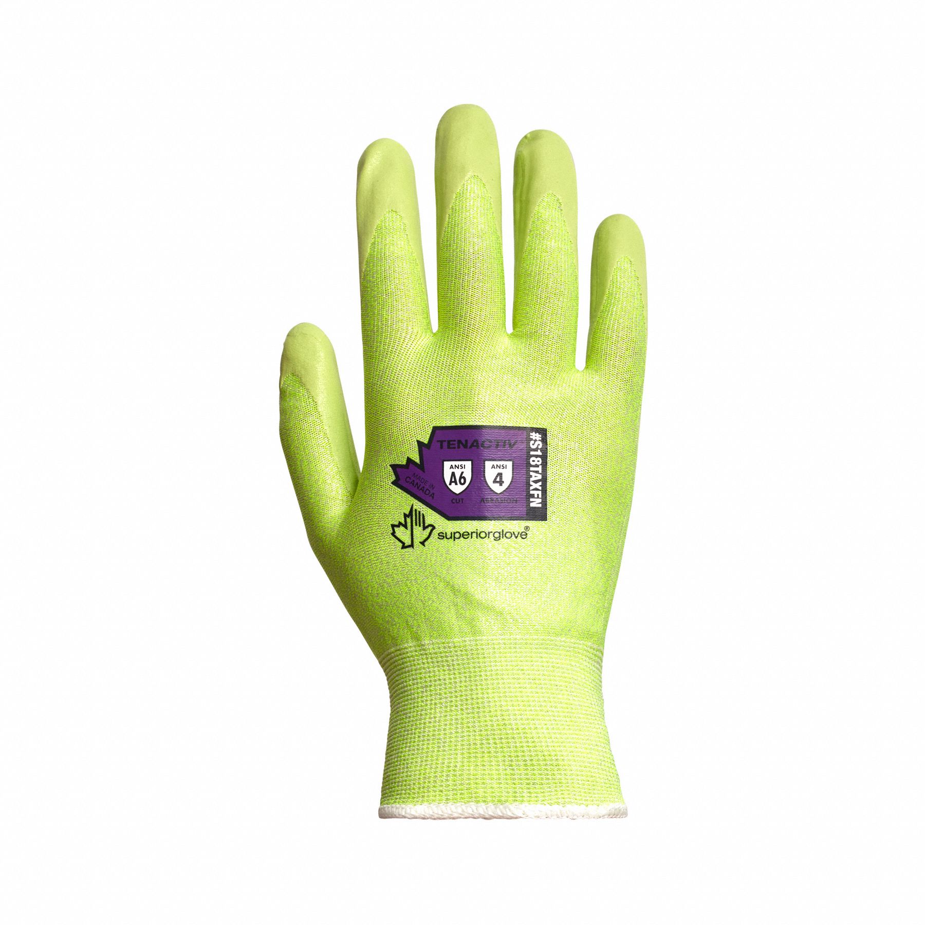 SUPERIOR GLOVE Knit Gloves ( 6 ), ANSI Cut Level A6, Palm, Dipped