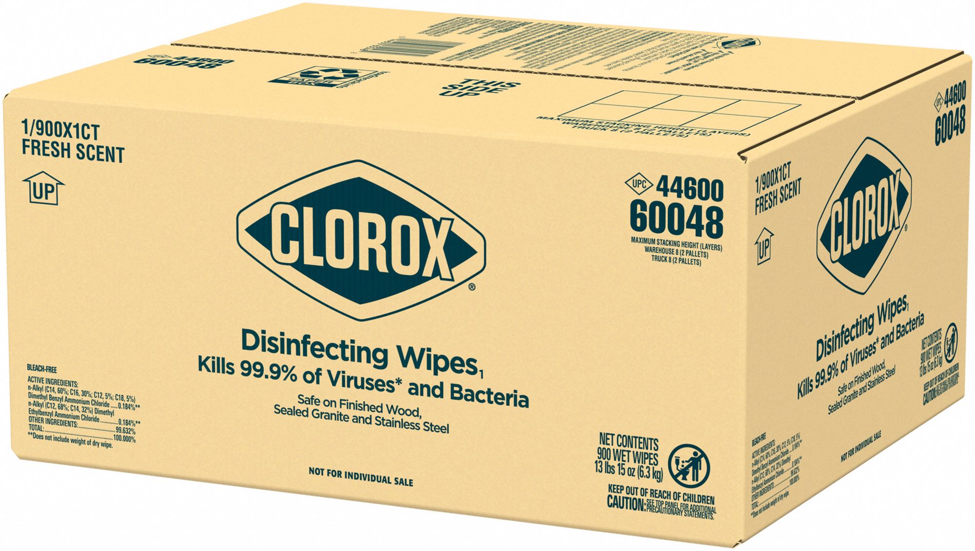 CLOROX, Packet, 900 ct Container Size, Disinfecting Wipes 783HU8