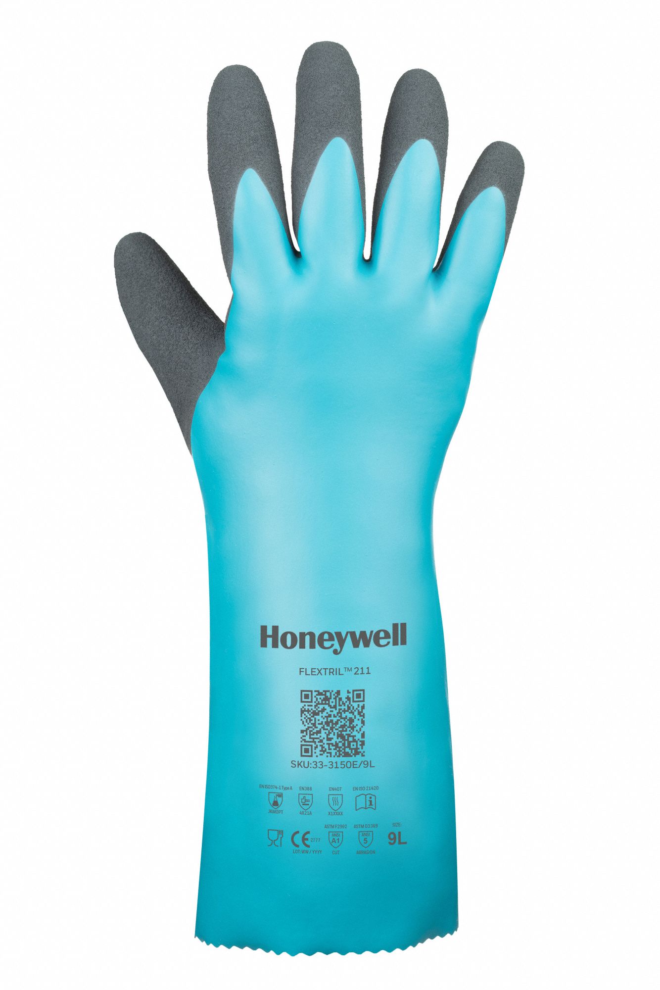 HONEYWELL Chemical Resistant Glove, L, Glove Materials Nitrile, 1 PR