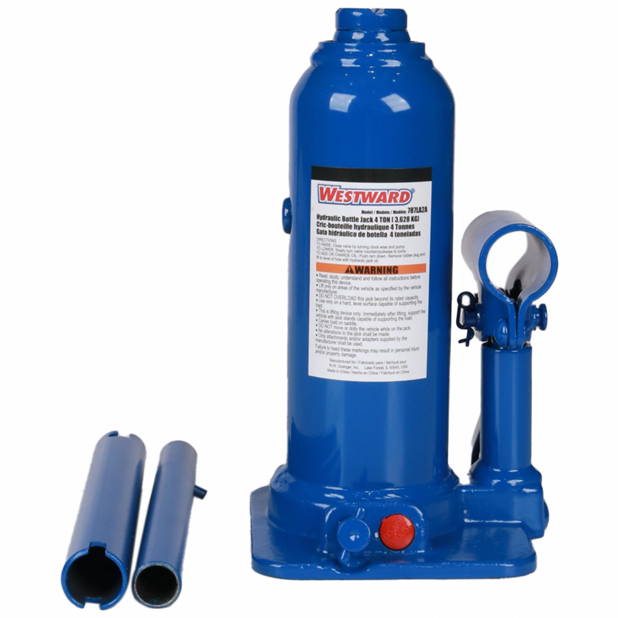 WESTWARD, Bottle Jack, Steel, HighClearance Bottle Jacks 787LA2