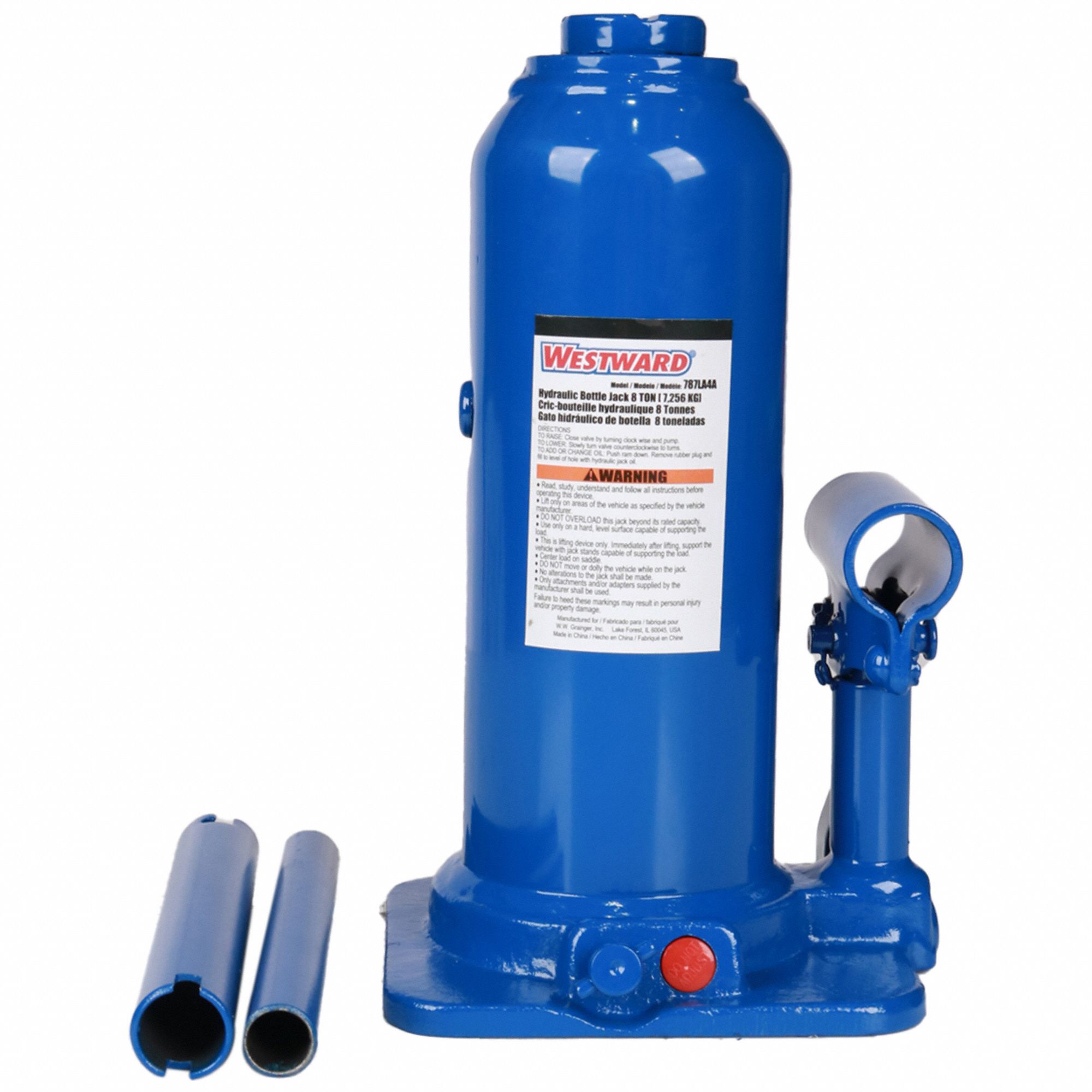 WESTWARD, Bottle Jack, Steel, HighClearance Bottle Jacks 787LA4