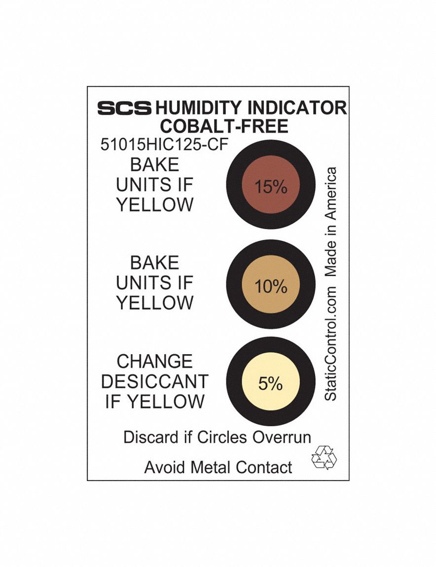 2 in Wd, 3 in Lg, Humidity Exposure Card 788X3151015HIC125CF Grainger