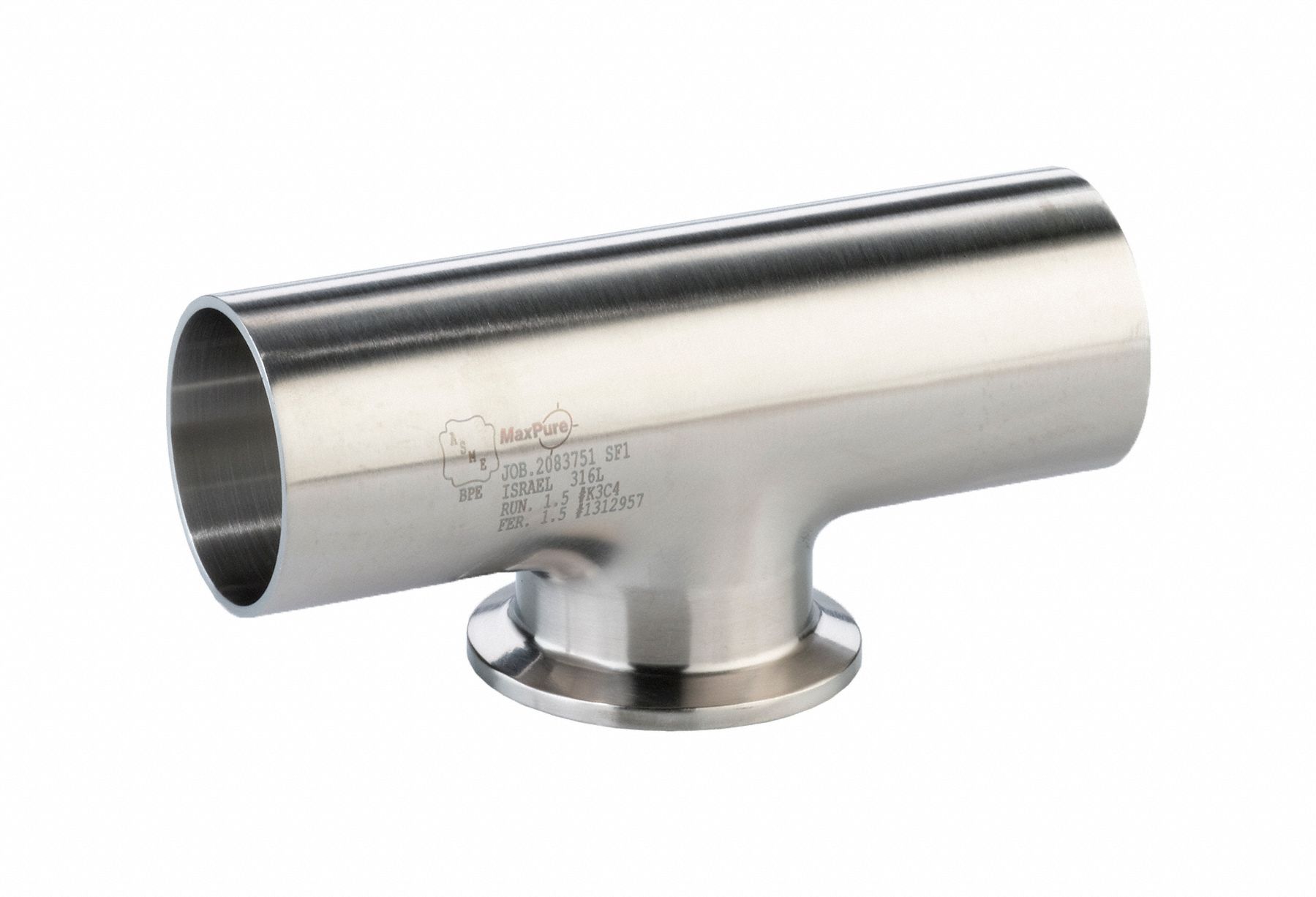 316L Stainless Steel, Orbital Weld x Orbital Weld x Clamp, Short Outlet