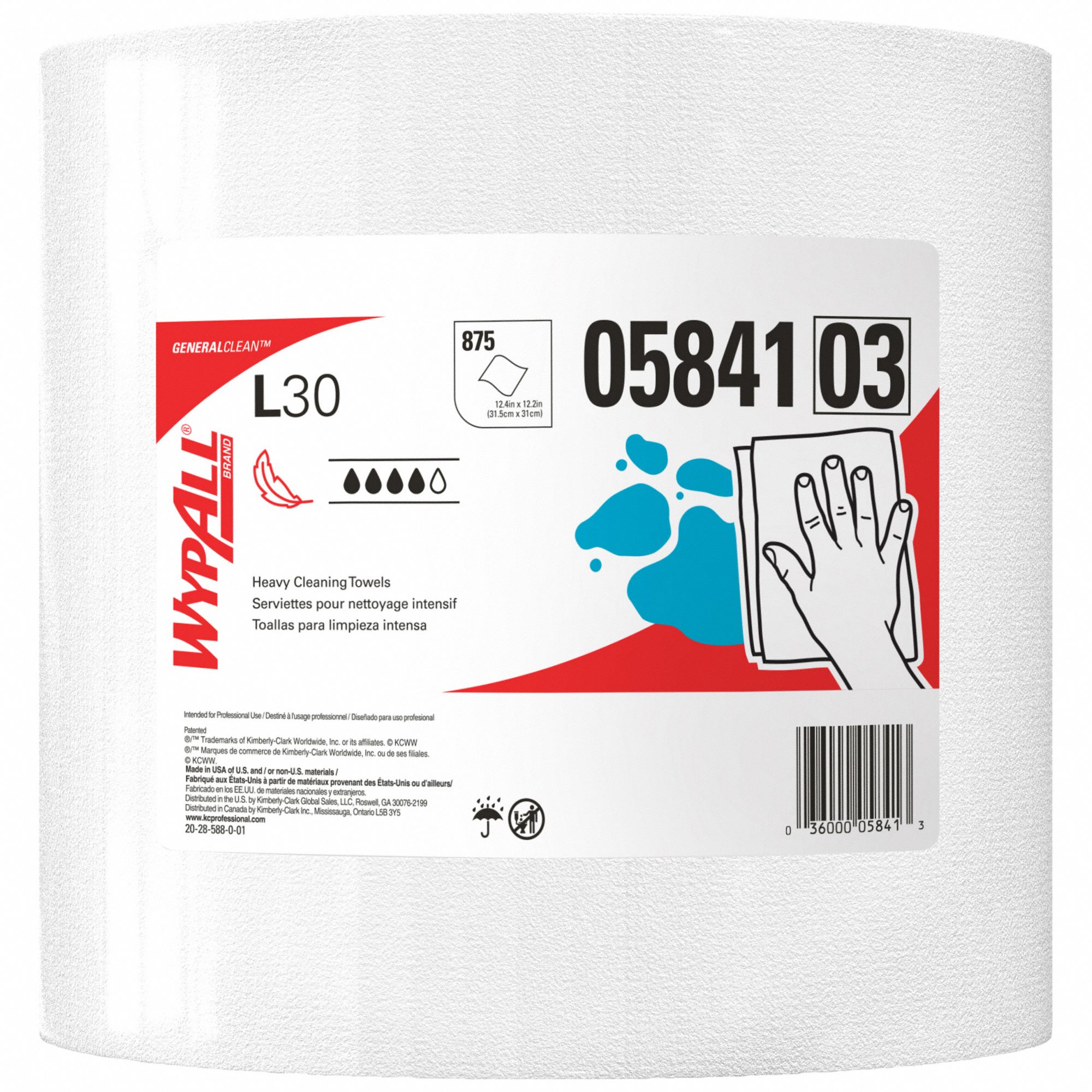 WYPALL Dry Wipe Roll Jumbo Perforated Roll, Moderate Absorbency, Good