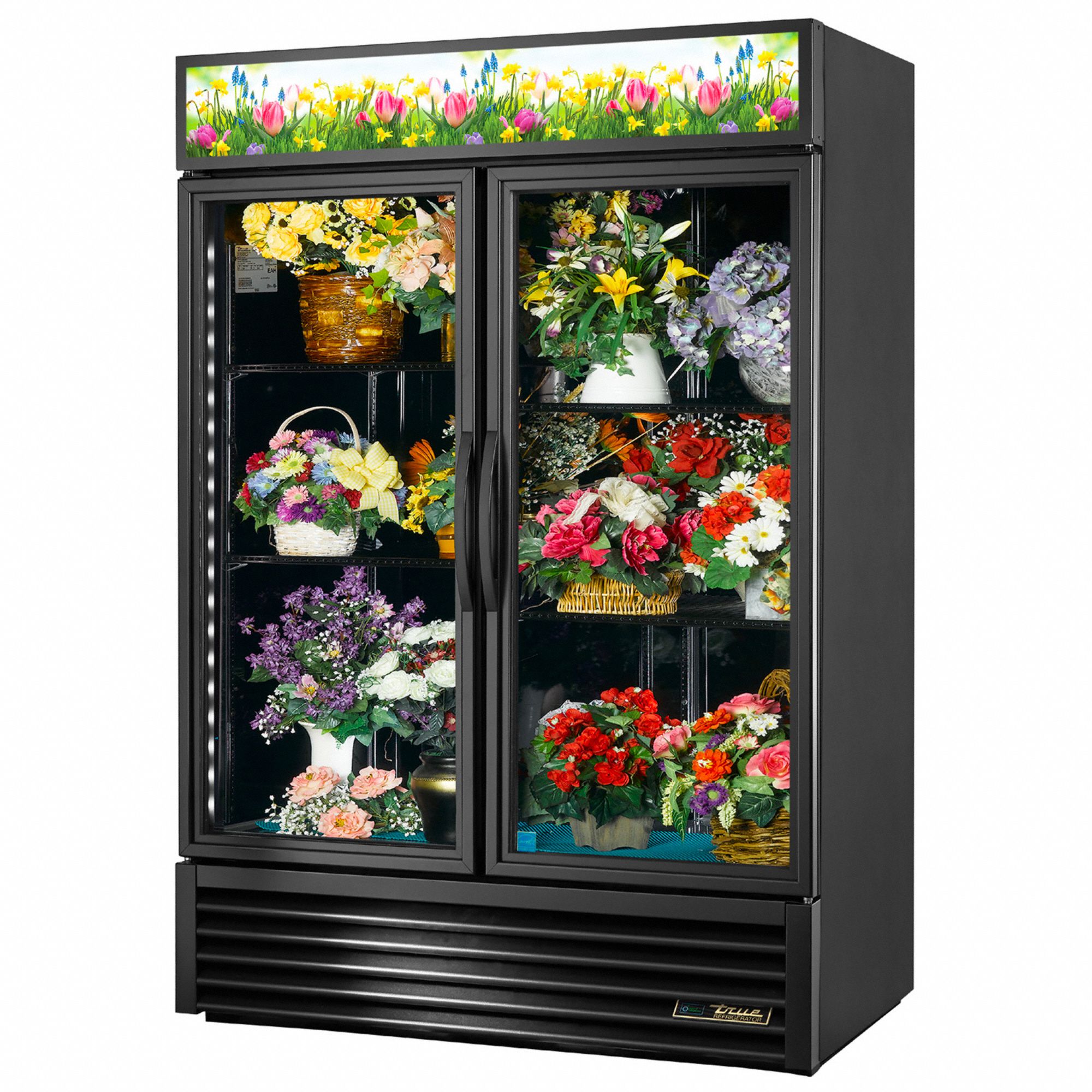 TRUE, Glass Door, 42.8 cu ft Total Capacity, Floral Refrigerator