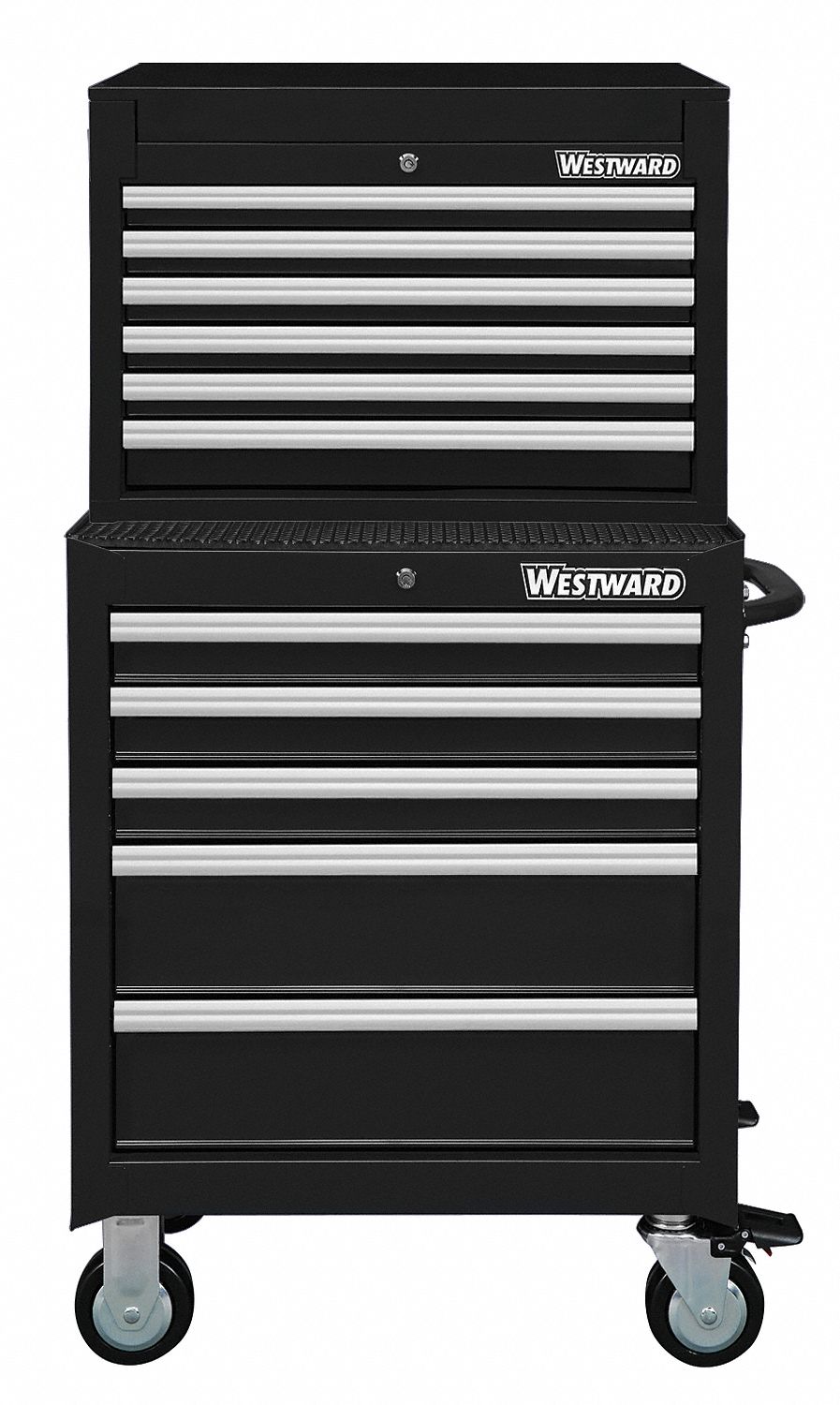 WESTWARD, Powder Coated Black, Ball Bearing, AutoReturn, Tool Chest