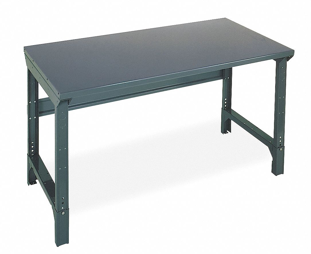 GRAINGER APPROVED Bolted Workbench, Steel, 30 in Depth, 301/2 in to 34