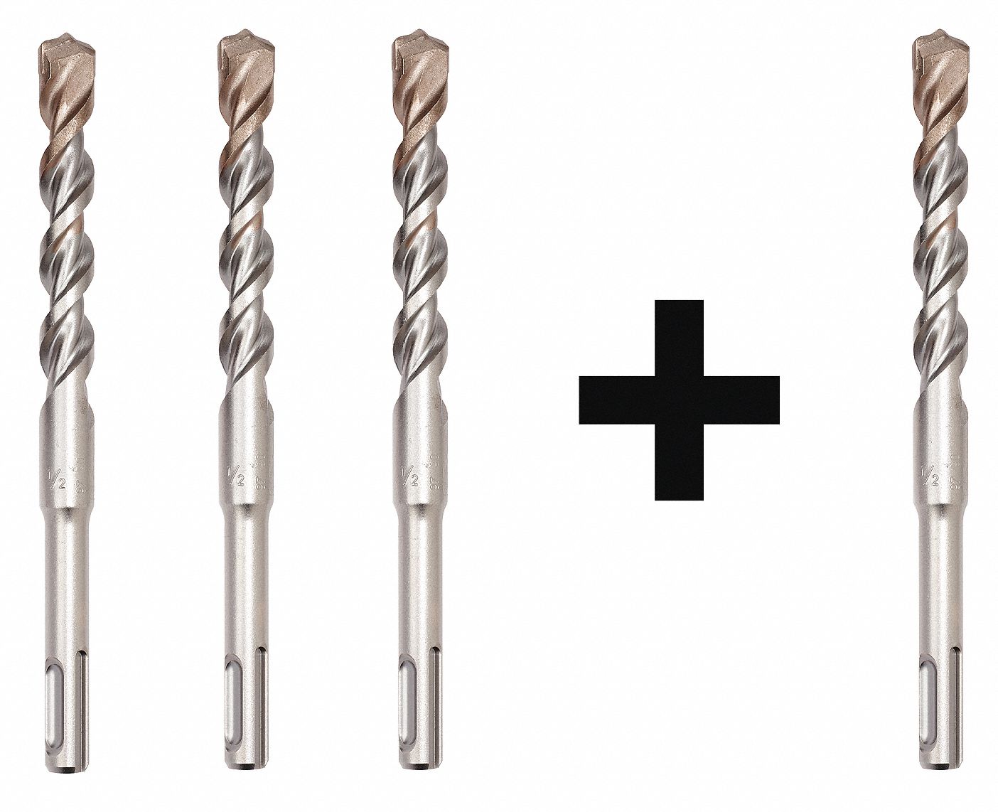 MILWAUKEE Hammer Drill Bit, SDS Plus, 1/2" x 4" 7DY6148207471 Grainger