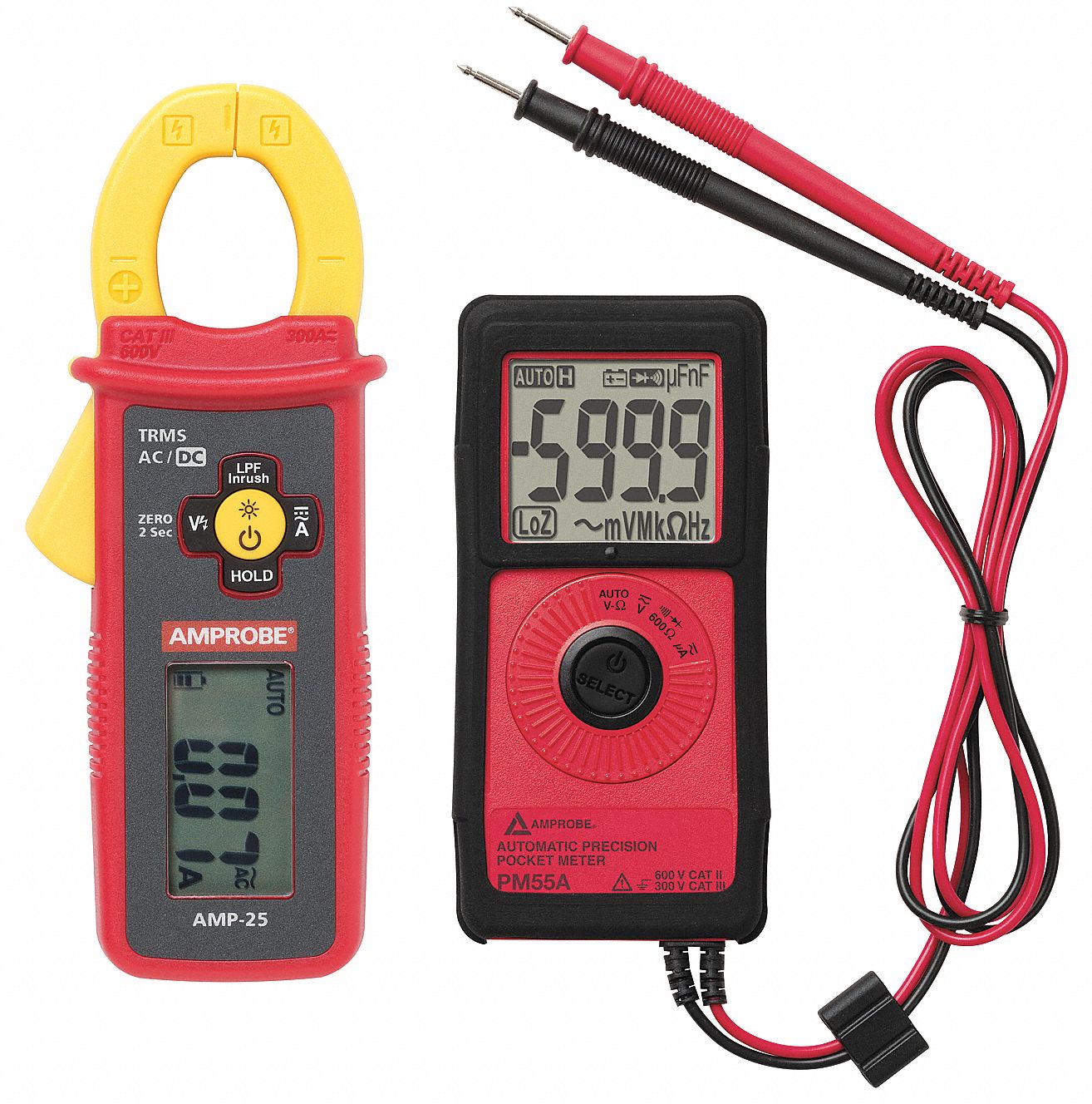 AMPROBE, Digital Multimeter Clamp On Kit 7DZ4938RX02 + 1WKN5 Grainger