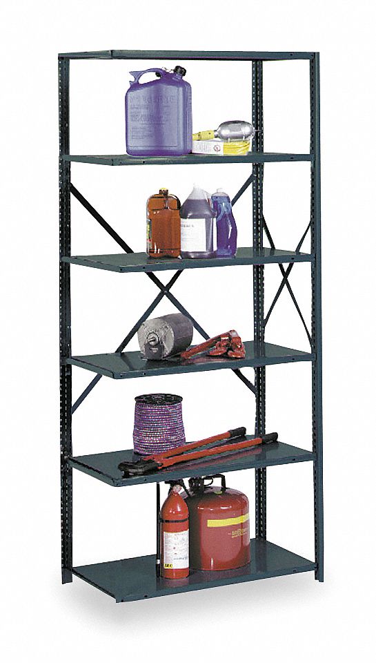 GRAINGER APPROVED AddOn Open Metal Shelving, 36"W x 24"D x 85" Load