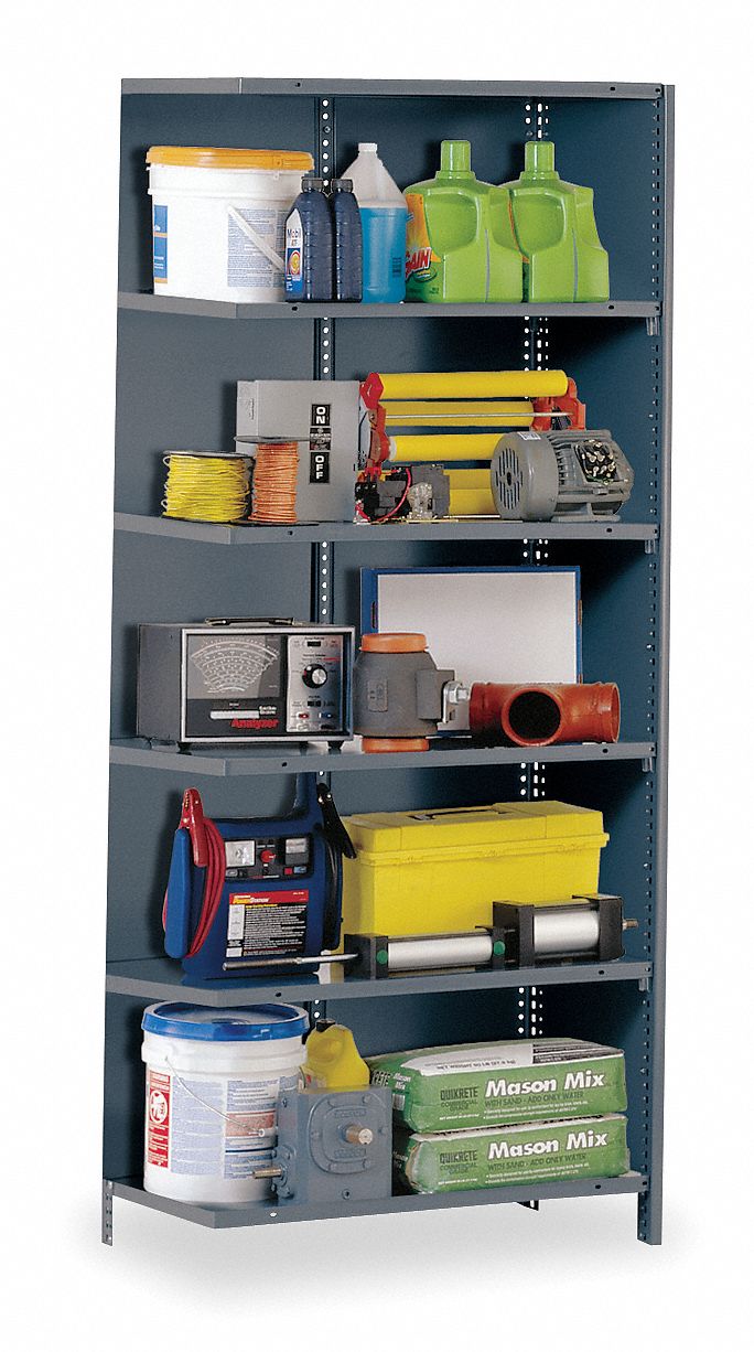 GRAINGER APPROVED AddOn Closed Metal Shelving, 36"W x 18"D x 85" Load