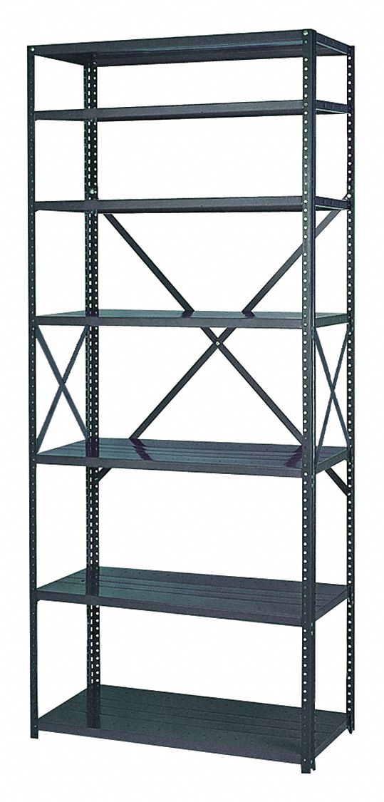 GRAINGER APPROVED Freestanding Open Metal Shelving, 48"W x 18"D x 85