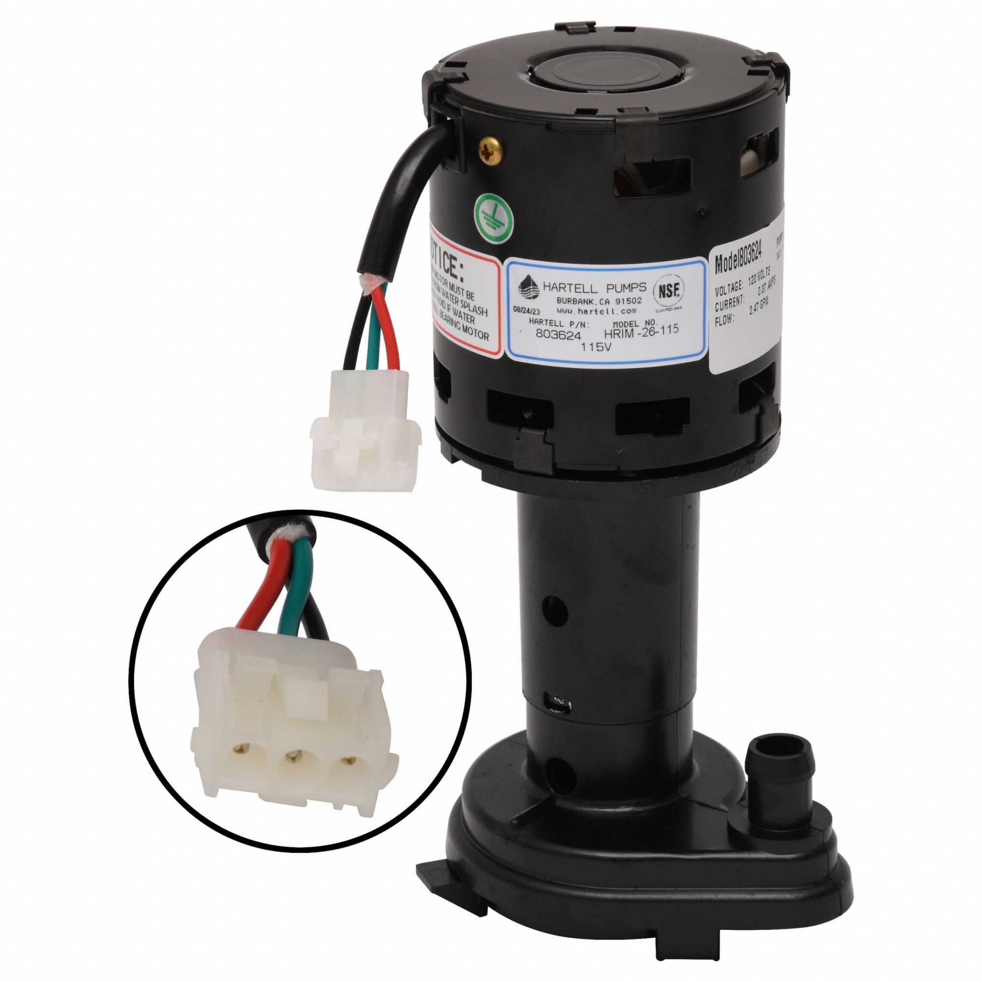 HARTELL, 1/4 hp, 115V AC, Ice Machine Pump 811DC3HRIM26115 Grainger