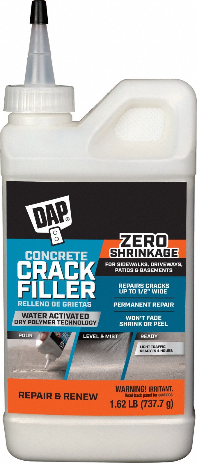 DAP, Concrete Crack Filler, Gray, Crack Filler 812KK27079860500 Grainger
