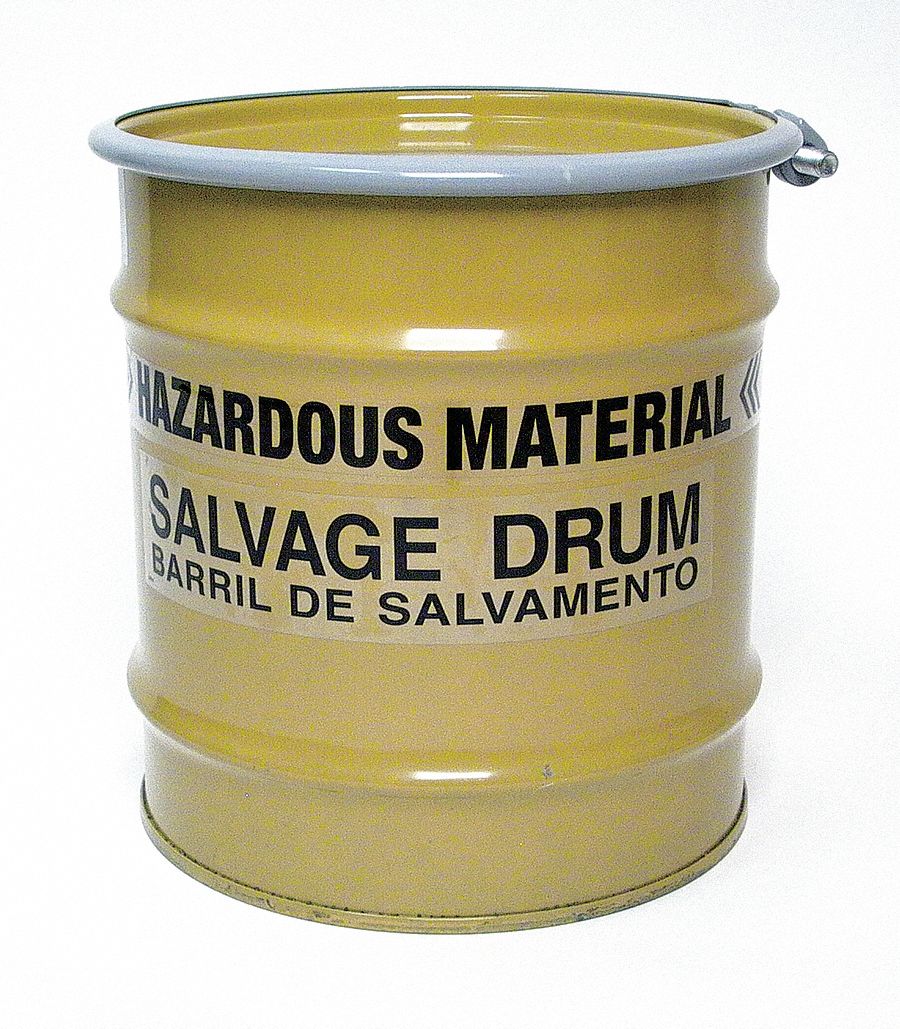 GRAINGER APPROVED 8 gal Yellow Steel Open Head Salvage Drum 8A982