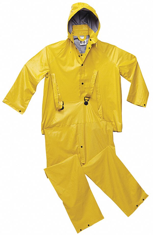 MCR SAFETY Rain Hood with Snaps, Yellow, Rainwear Primary Material Nylon, Seam Style Taped