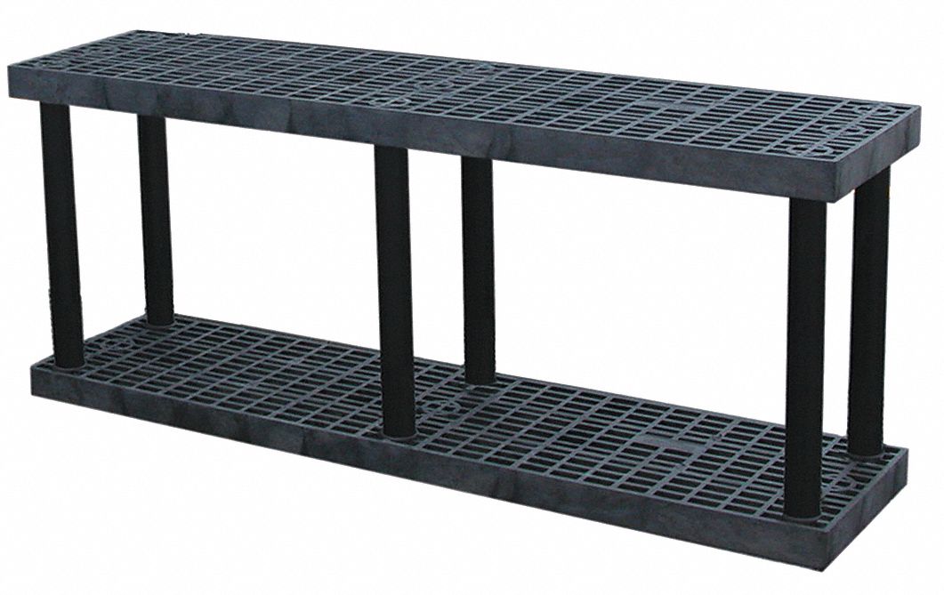 STRUCTURAL PLASTICS Plastic Shelving 66 in x 16 in, 27 in Overall Ht