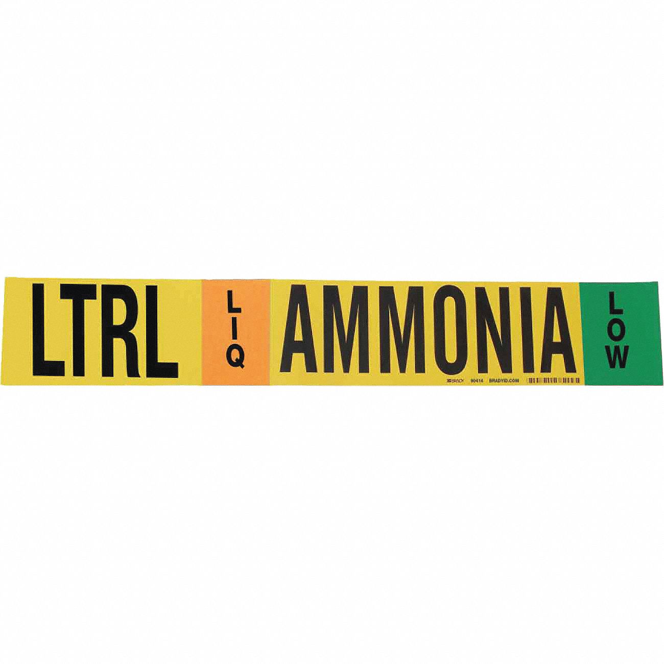 BRADY Pipe Marker LTRL, LIQ, Low, Fits 2 1/2 to 7 7/8 in Pipe O.D., 1