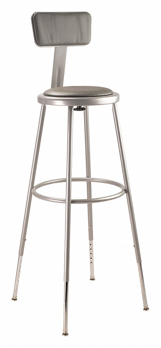 NATIONAL PUBLIC SEATING Round Stool with 31 in to 39 in Seat Height