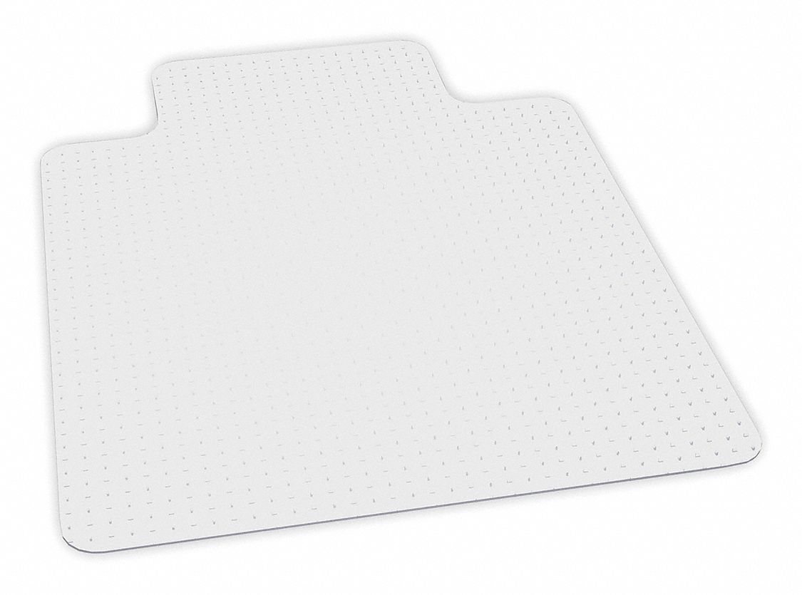 GRAINGER APPROVED Traditional Lip Chair Mat, Clear, For Carpet with