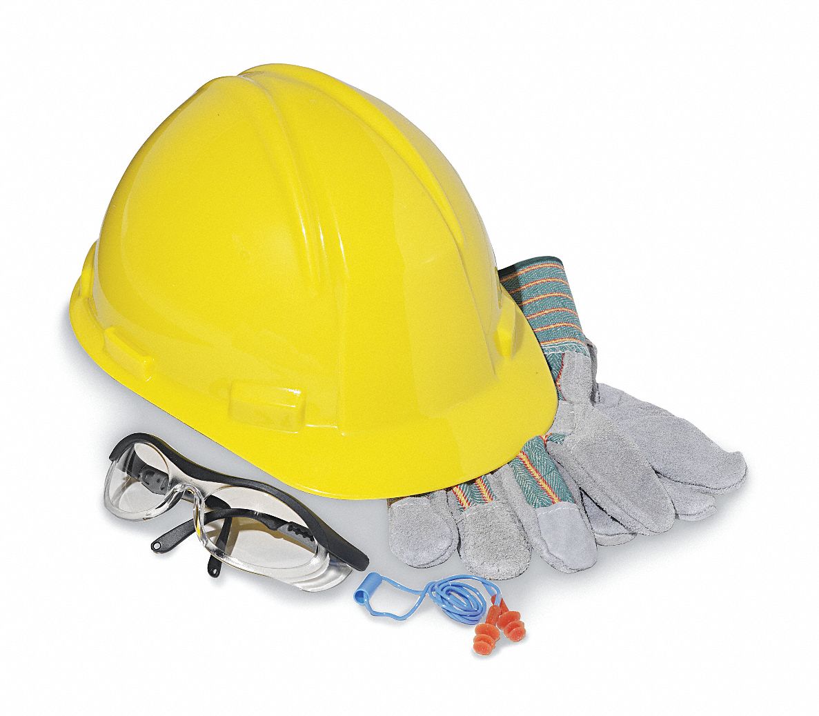 Front Brim, Hard Hat Construction Kit w/ Safety Glasses, Earplugs and