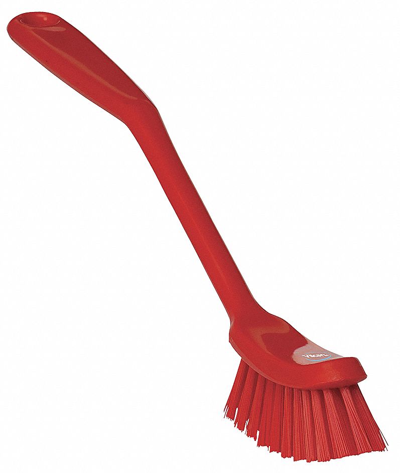 VIKAN 11 inL Polyester Short Handle Scrub Brush, Red 8DY4742874