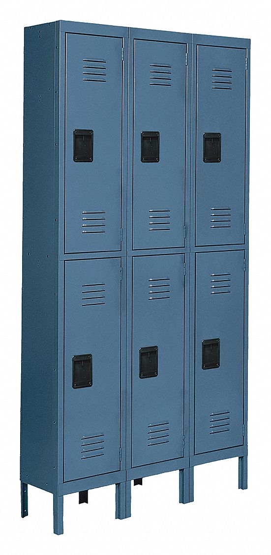 EDSAL Blue Wardrobe Locker, (2) Tier, (3) Wide Openings 6, 36 in W X
