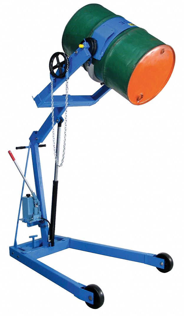 GRAINGER APPROVED Drum Dumper, Manual Lift and Tilt, 800 lb Load Capacity, Drum Capacity 55 gal