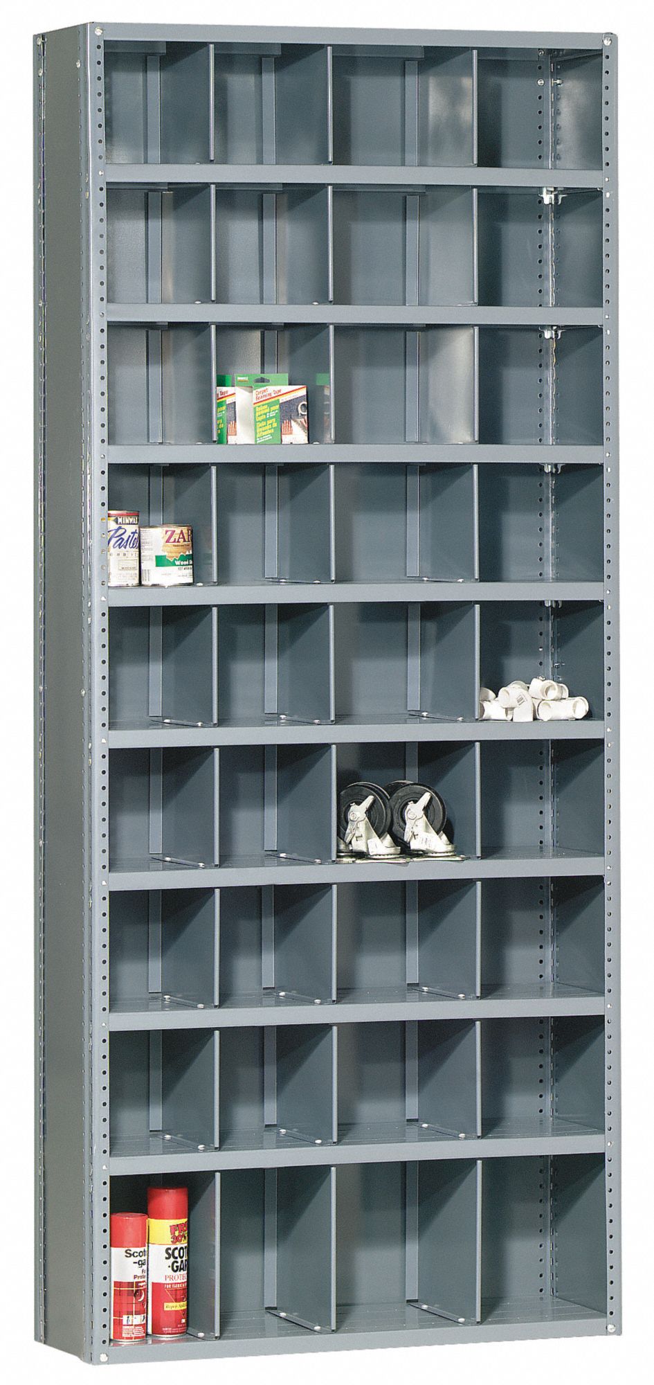 EDSAL 36" x 12" x 85" Pigeonhole Bin Unit, Gray 8EC57230812N Grainger