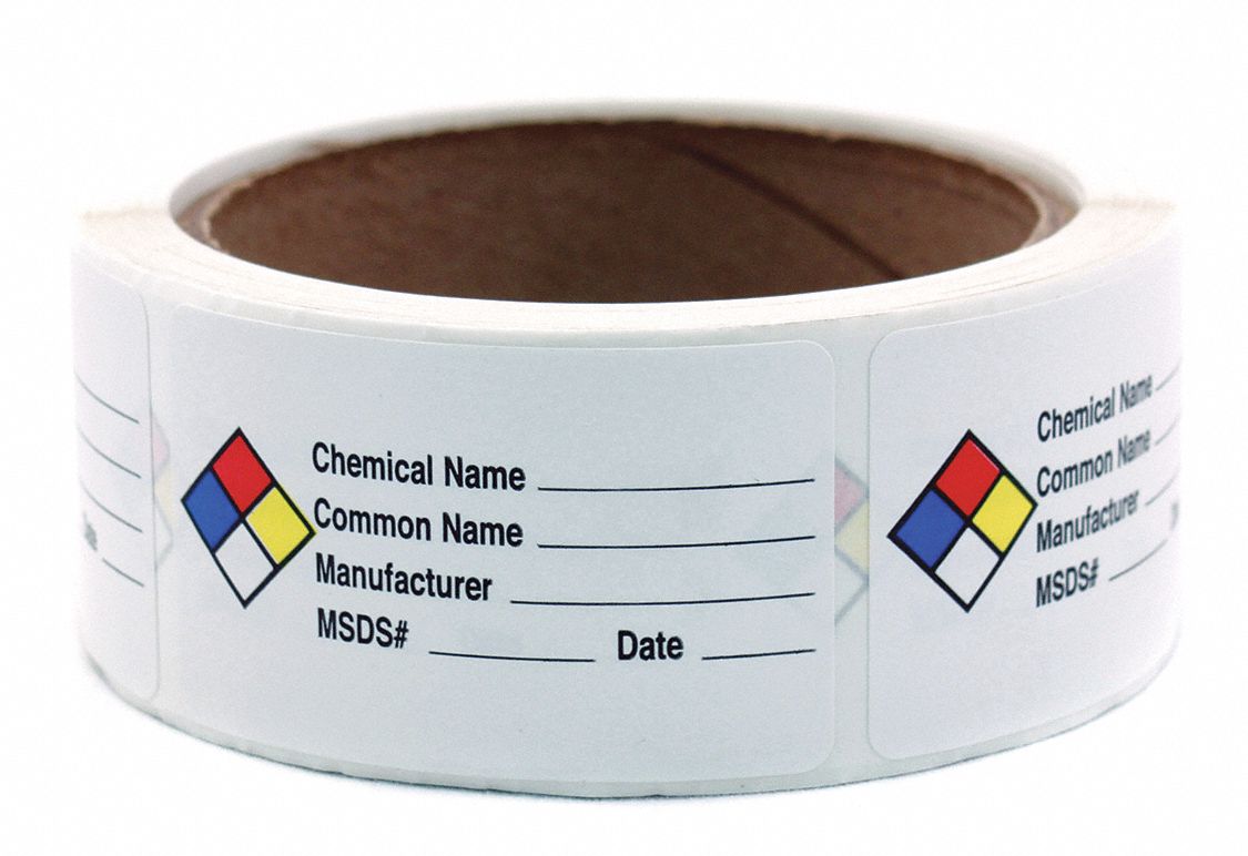 ROLL PRODUCTS Hazardous Chemical Label, 3/4 in H x 21/2 in W Size, PK